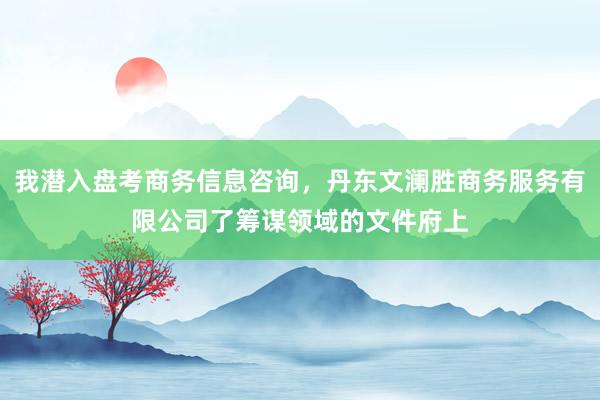 我潜入盘考商务信息咨询,丹东文澜胜商务服务有限公司了筹谋领域的文件府上